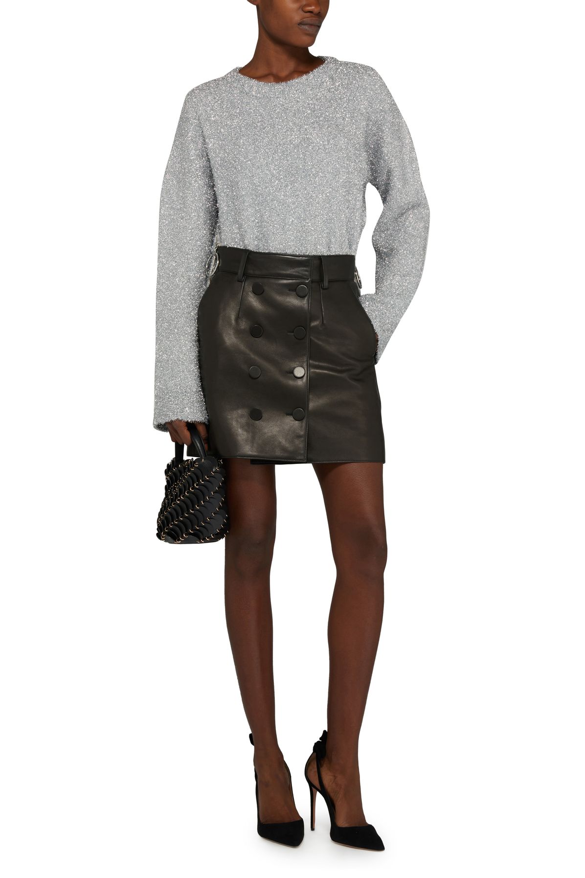 Rabanne Crew neck sweater with metalized effect