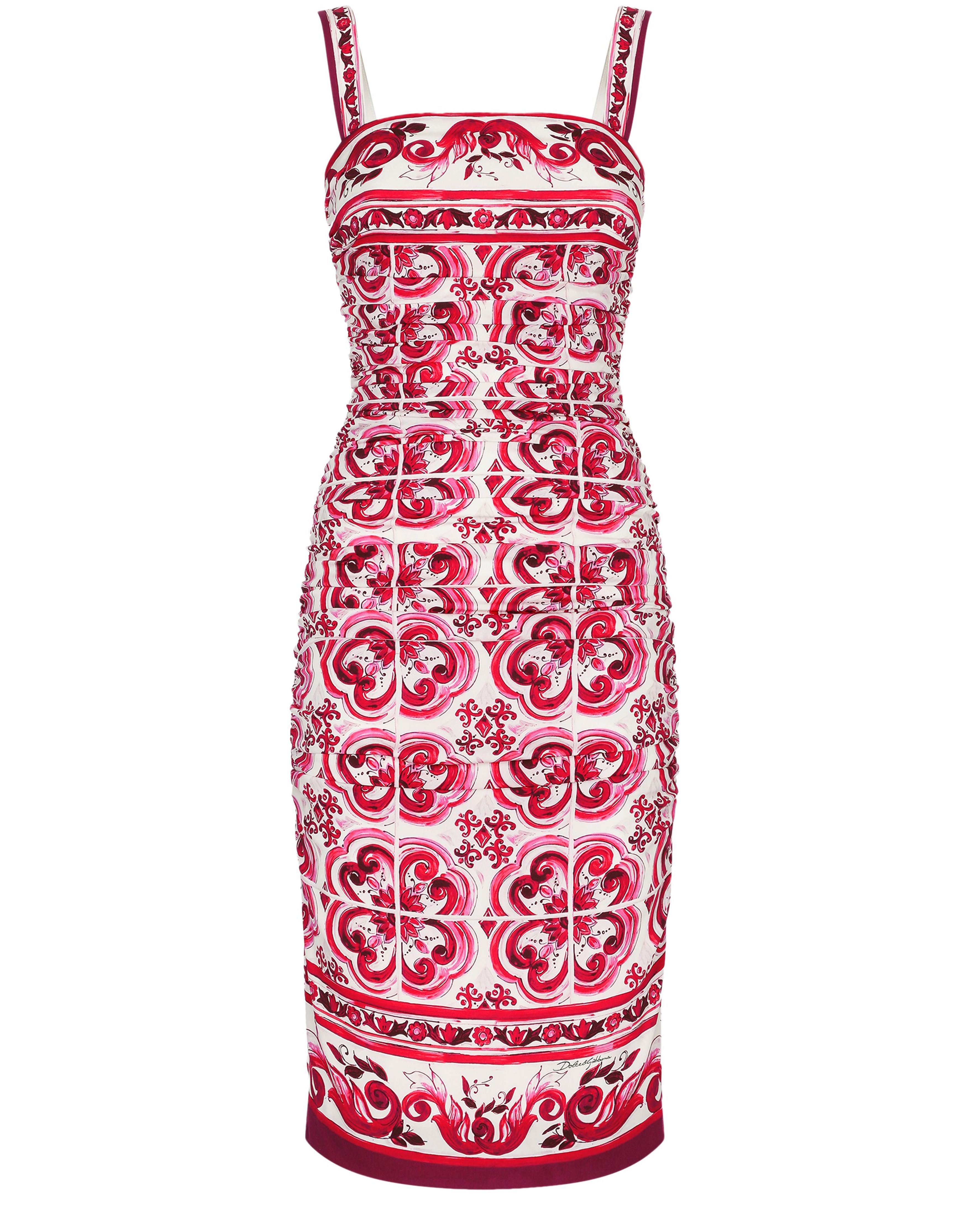 Dolce & Gabbana Midi Dress in Majolica Print Charmuse