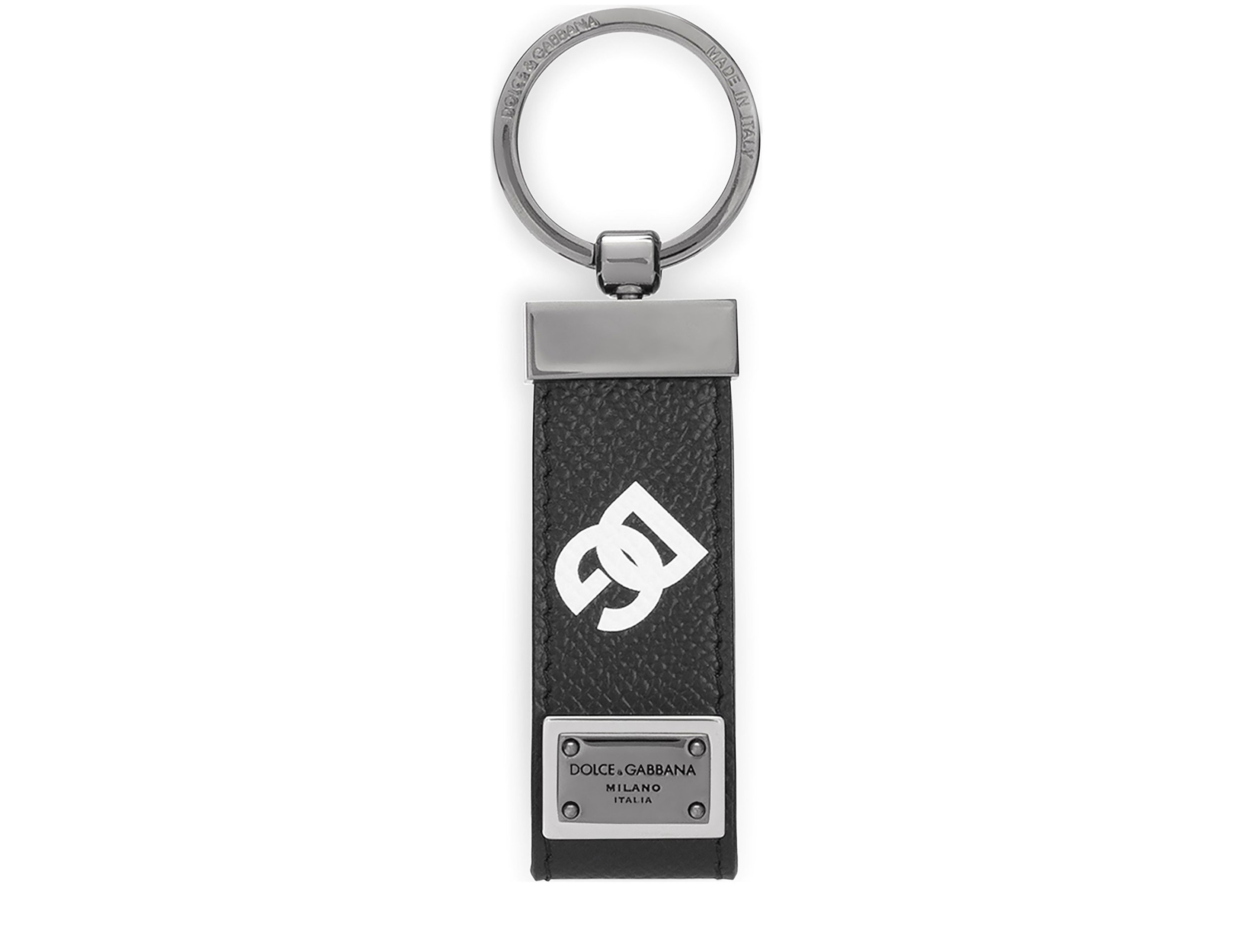 Dolce & Gabbana Calfskin key chain with all-over DG print