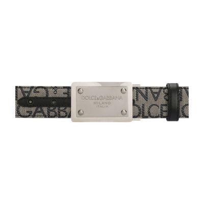 Dolce & Gabbana Coated jacquard belt with logo tag