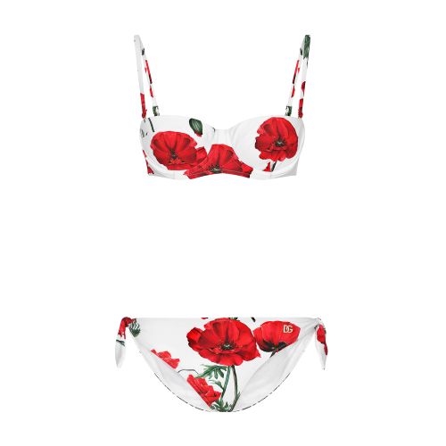 Dolce & Gabbana Poppy-print balconette bikini