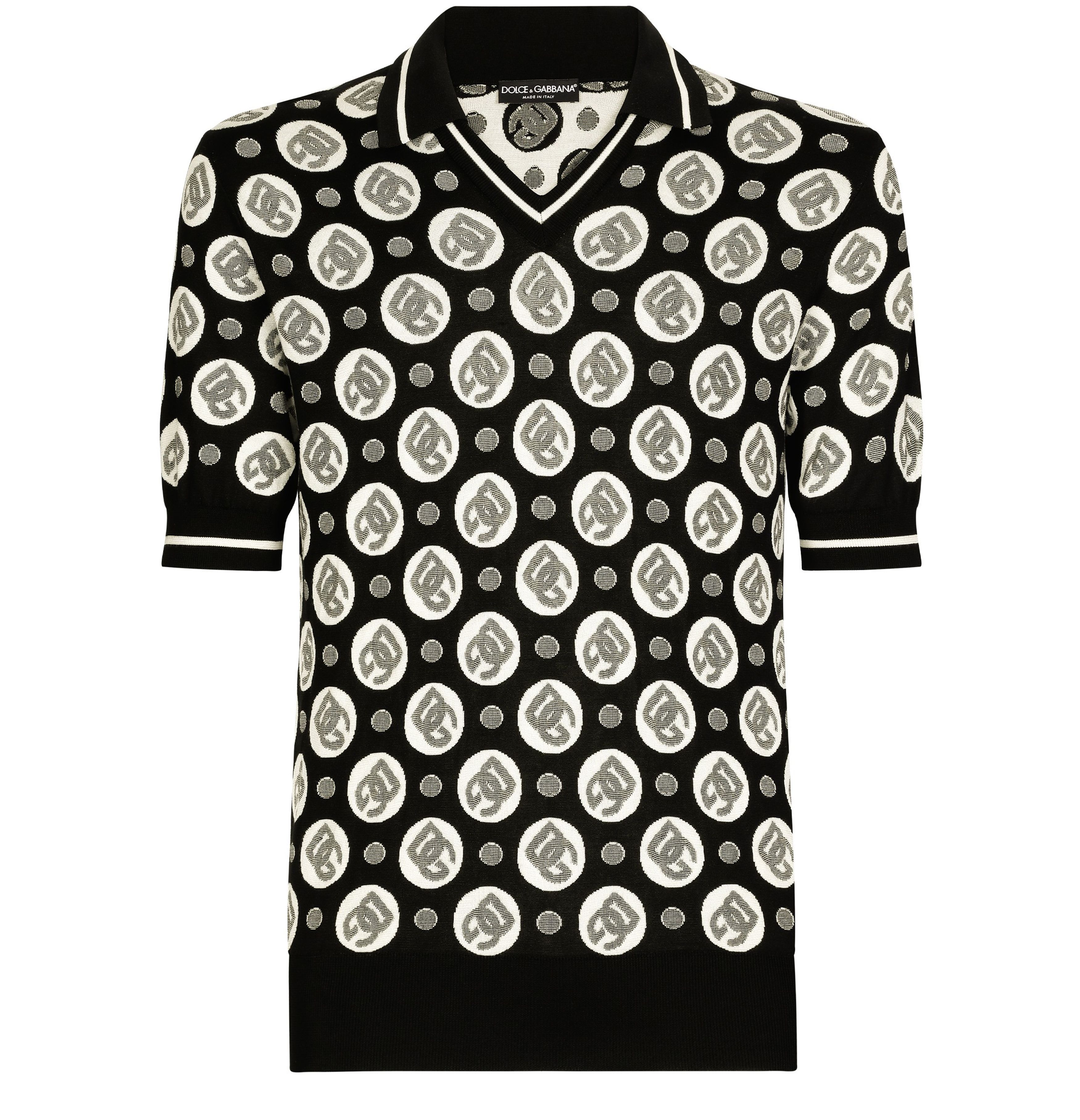 Dolce & Gabbana Silk jacquard V-neck polo-shirt