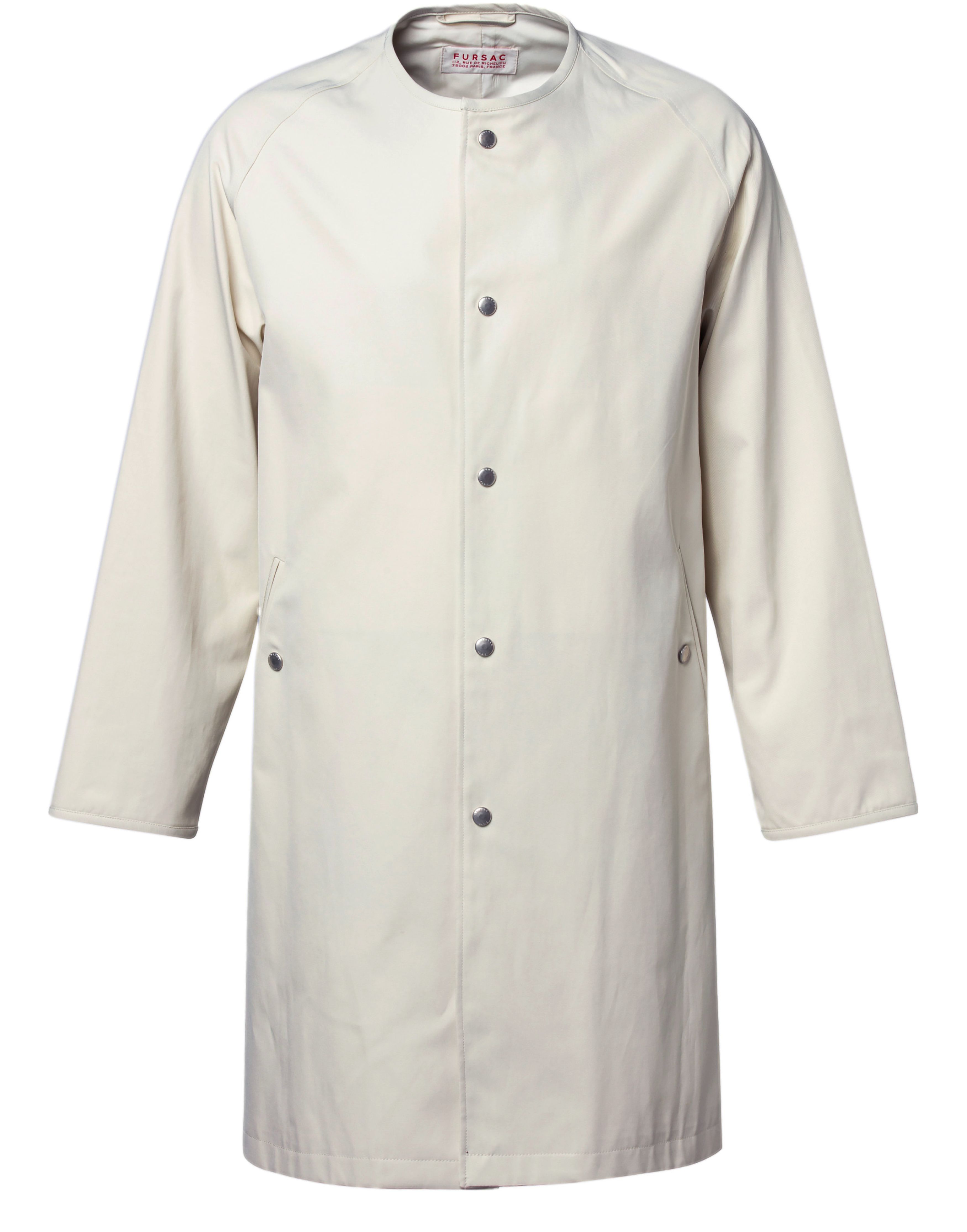  Gabardine collarless raincoat