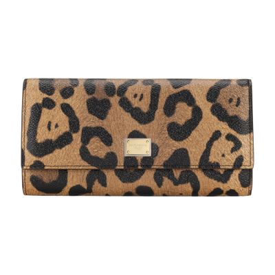 Dolce & Gabbana Leopard-print Crespo continental wallet with branded plate