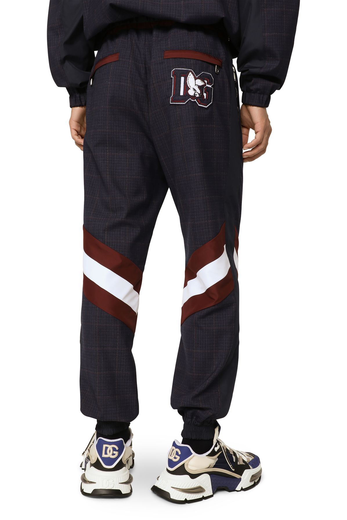 Dolce & Gabbana Checked wool jogging pants with DG patch