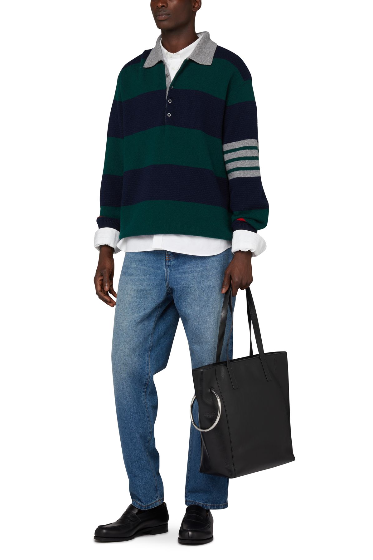 Thom Browne 4 Bar Rugby jacquard stripe longsleeve polo