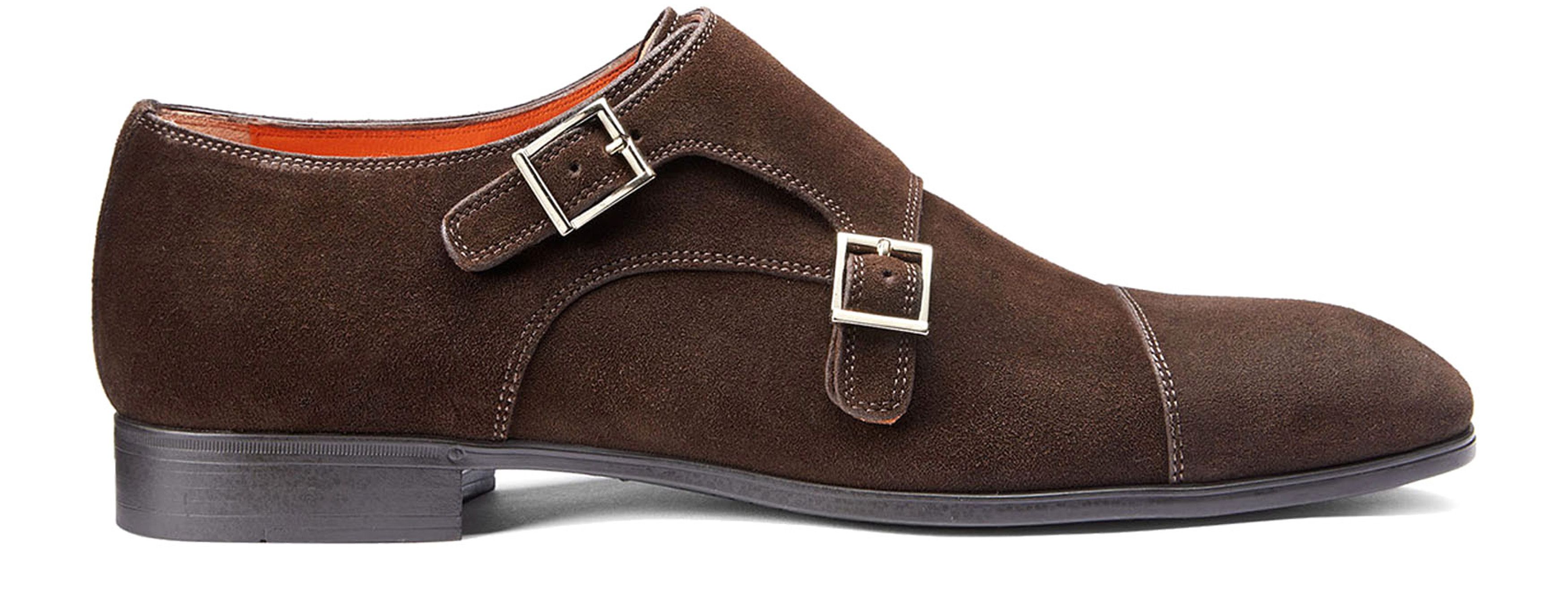 Santoni Suede double buckle shoes