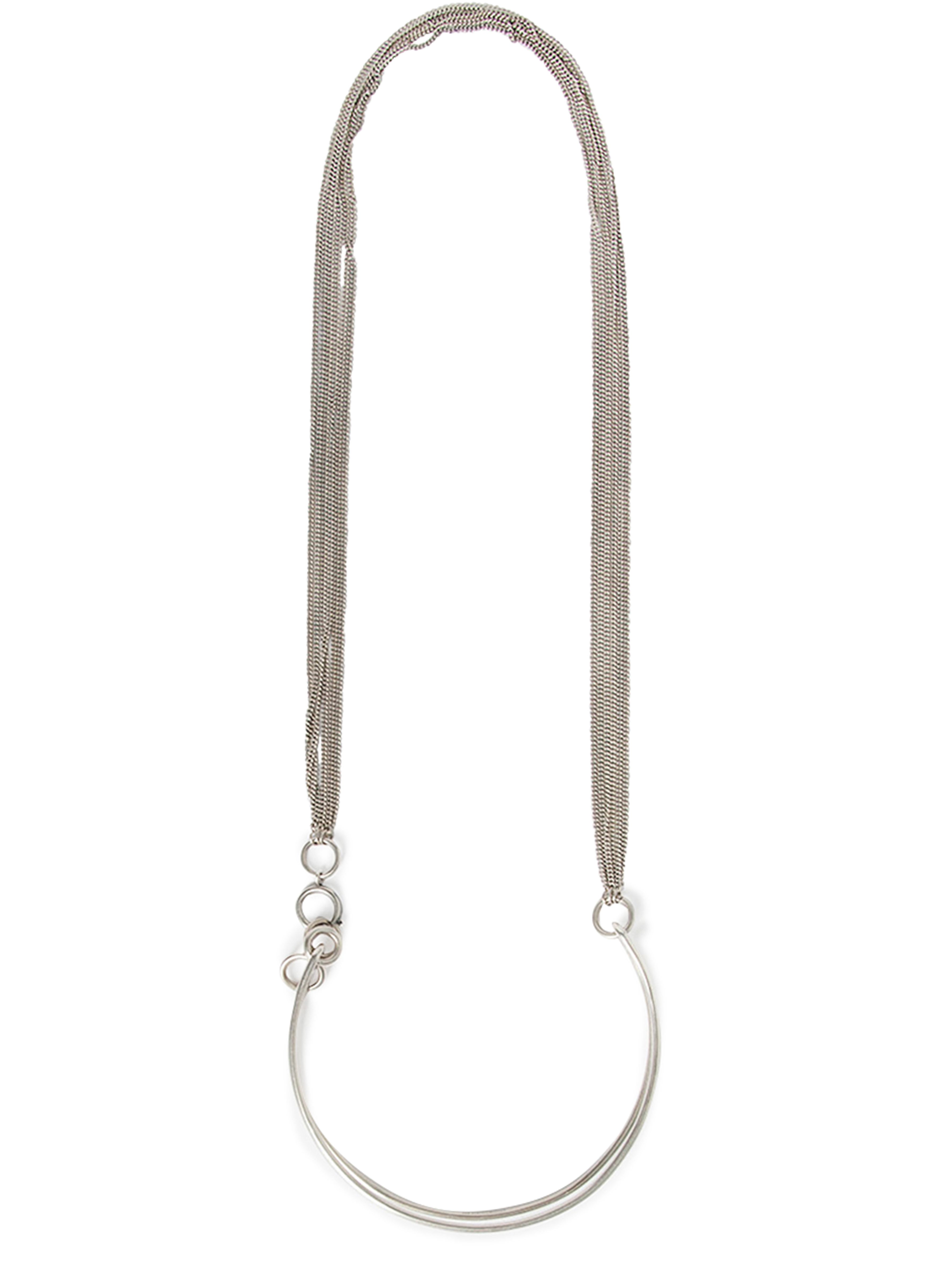 Ann Demeulemeester Pina curved tube necklace with chains