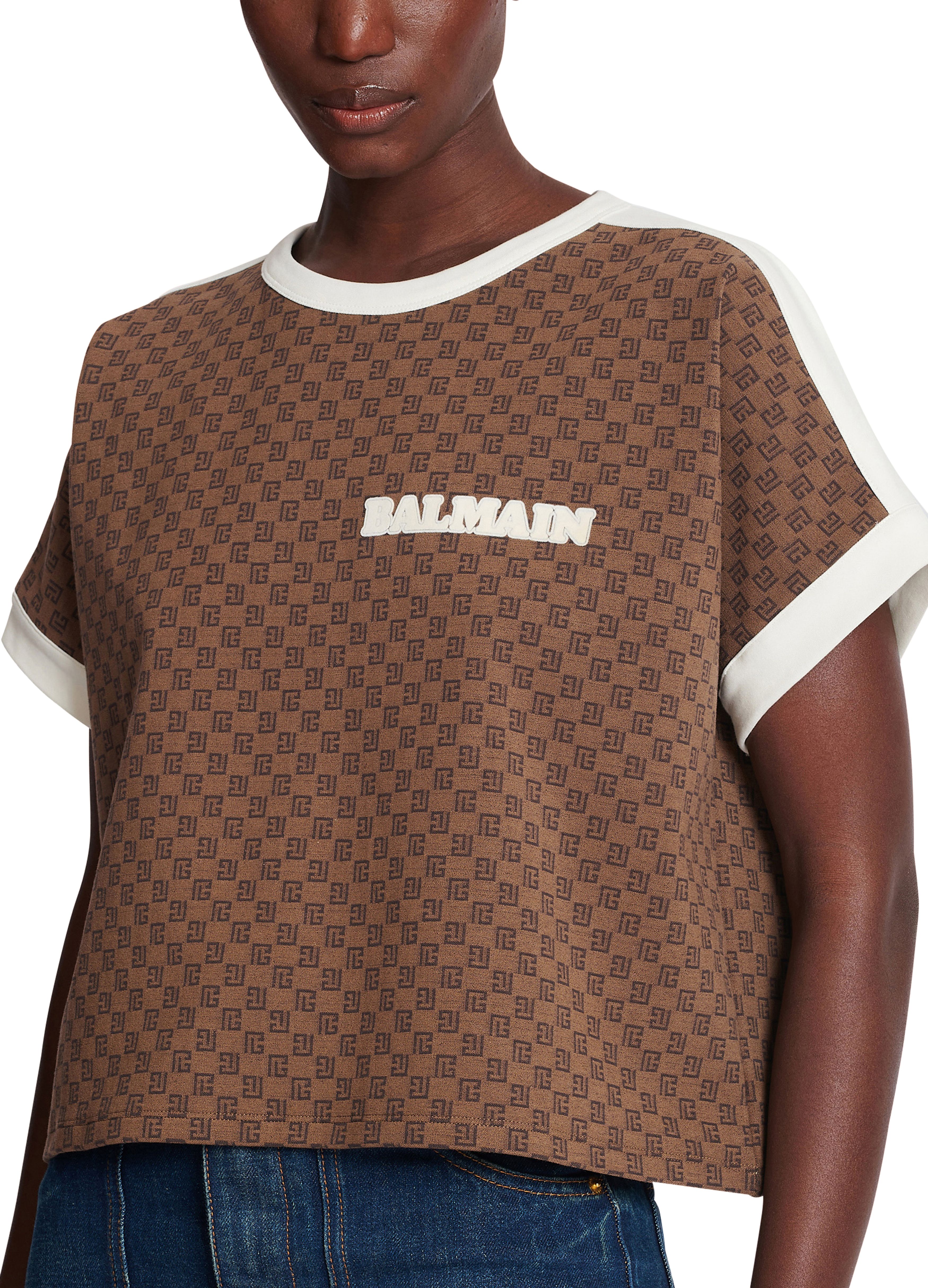 Balmain Mini Monogram Jacquard Jersey T-Shirt