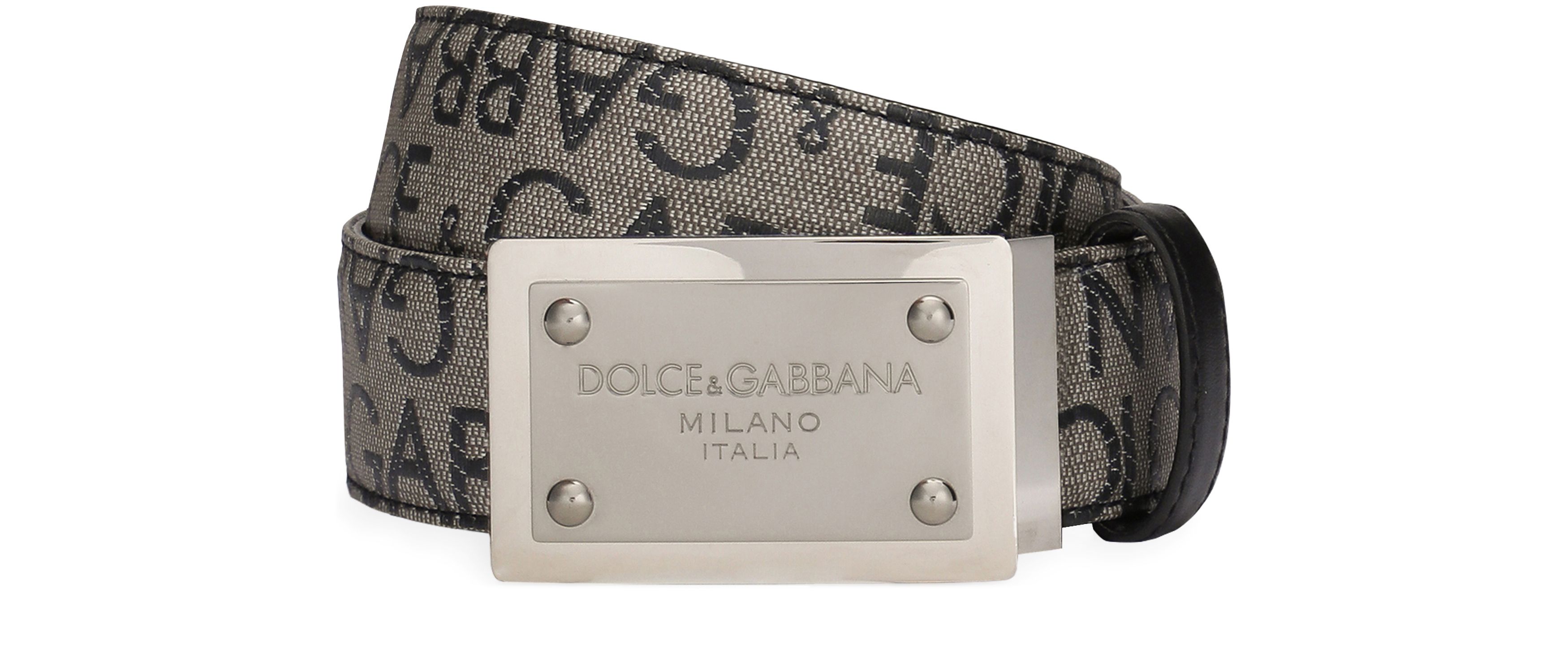 Dolce & Gabbana Coated jacquard belt with logo tag