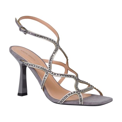 Alberta Ferretti Evening Waves suede sandals with rhinestones