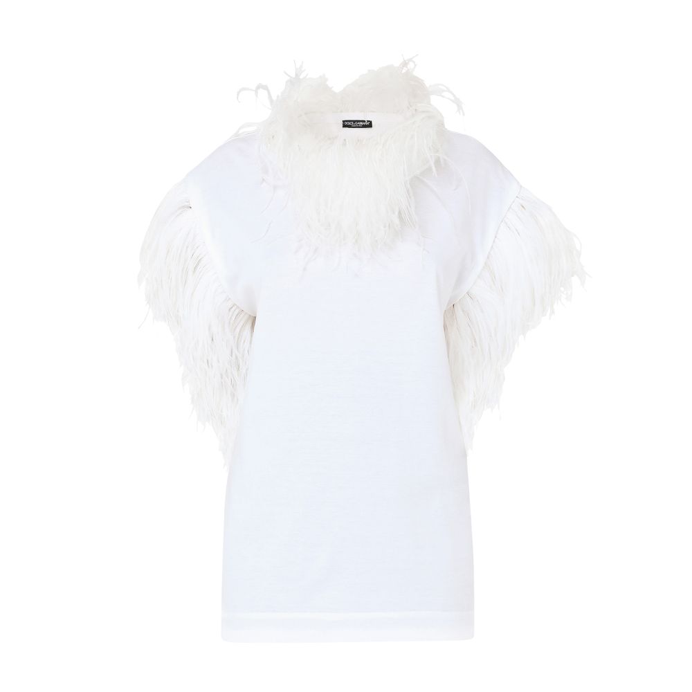 Dolce & Gabbana Jersey T-shirt with feathers