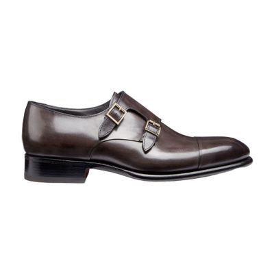 Santoni Leather double-buckle shoes