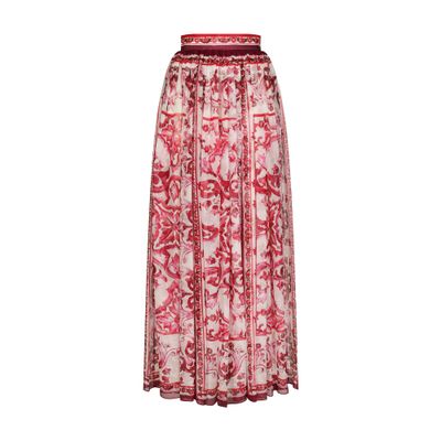 Dolce & Gabbana Long majolica-print chiffon skirt