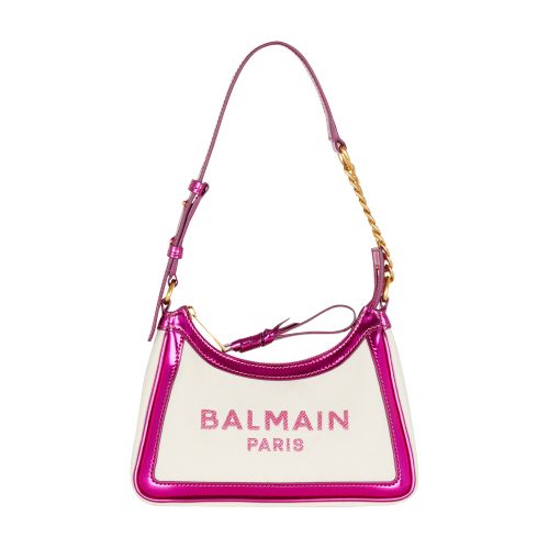 Balmain B-Army handbag in canvas and mirror-effect leather