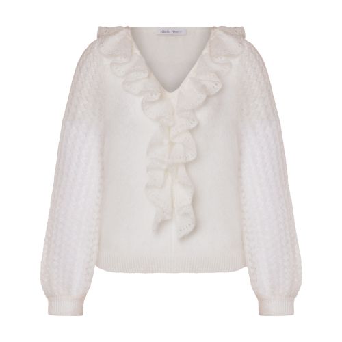 Alberta Ferretti Super kid mohair sweater with ruffles