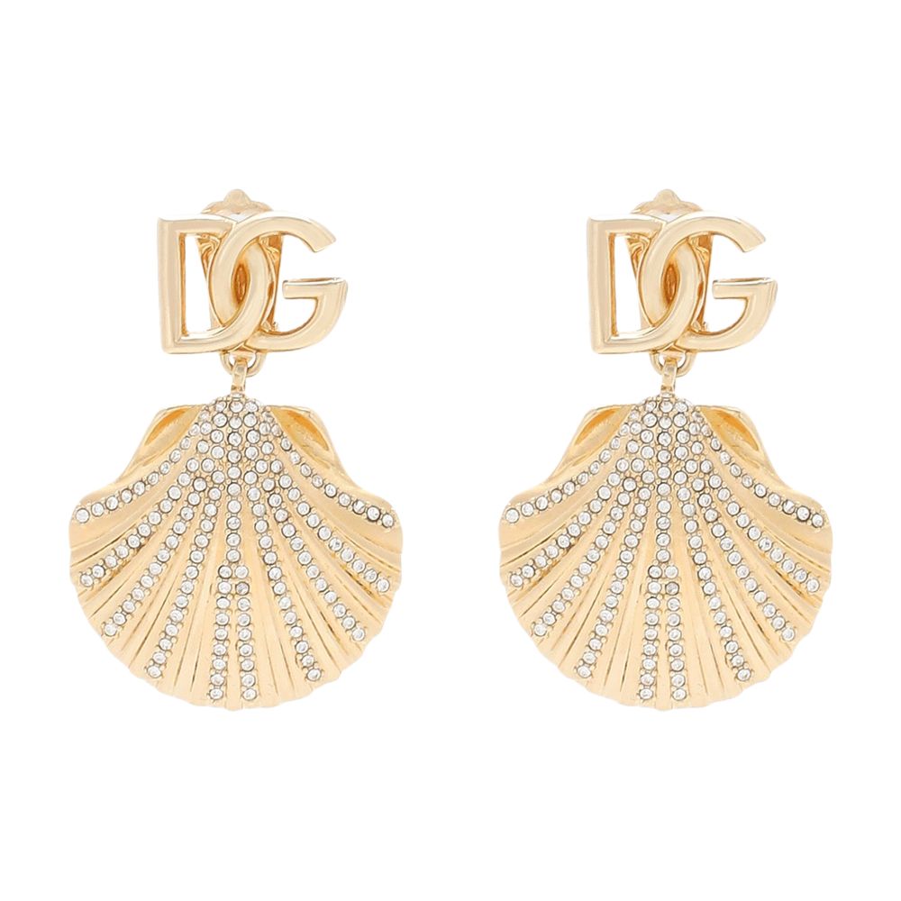 Dolce & Gabbana Rhinestone shell DG logo earrings