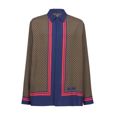 Balmain Long-Sleeved Shirt With Mini Monogram Scarf Print