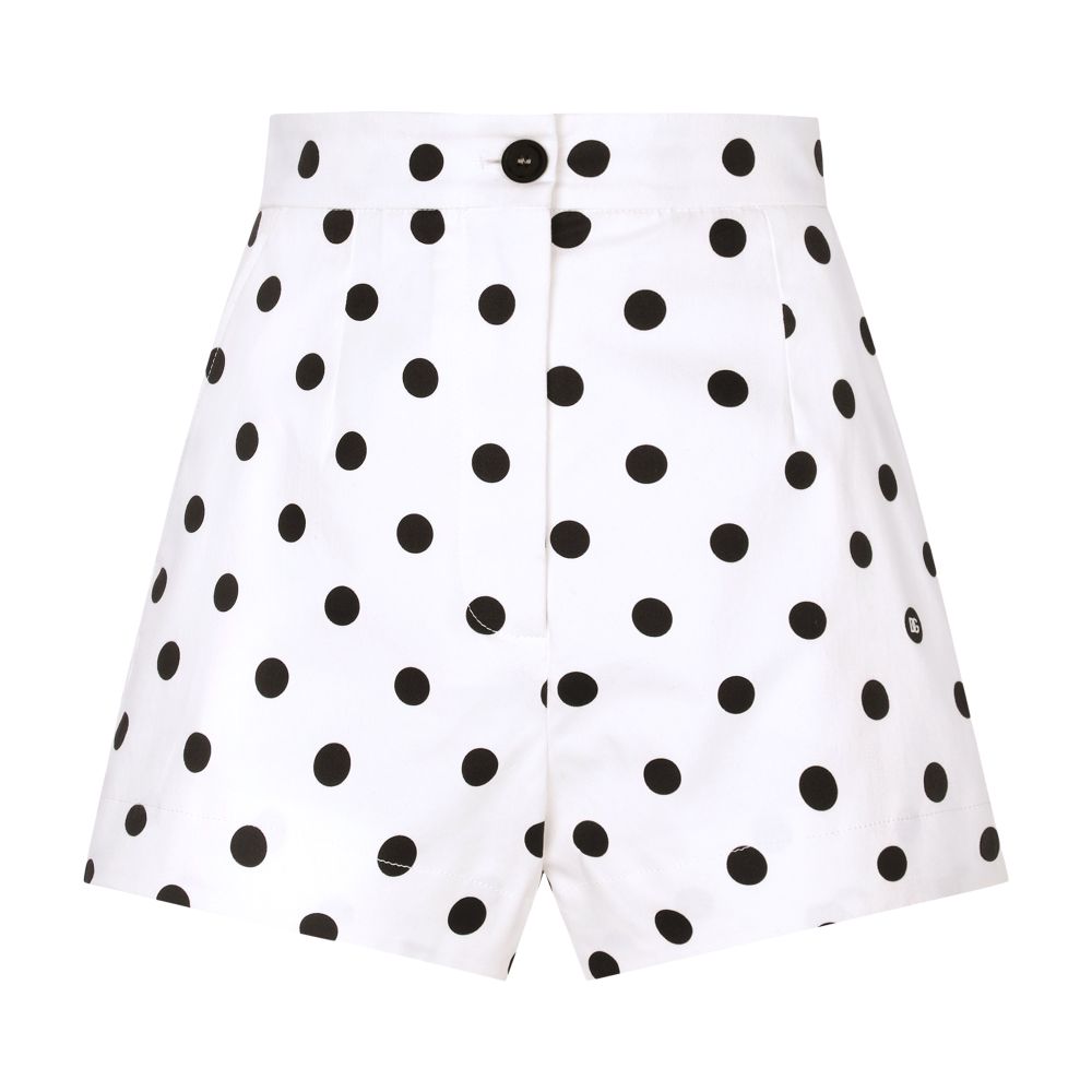 Dolce & Gabbana Polka-dot high-waisted cotton shorts