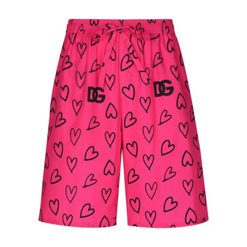 Dolce & Gabbana Cotton jogging shorts with DG heart print