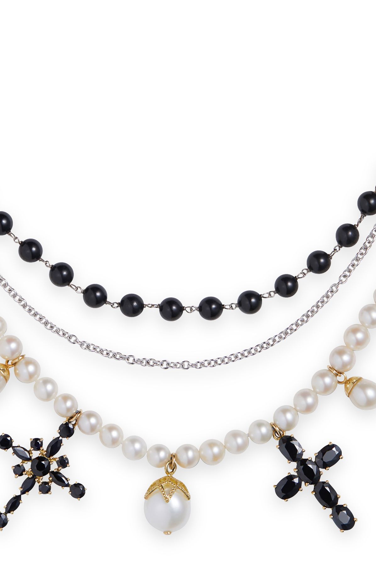 Dolce & Gabbana Family necklace in yellow and white gold black sapphires