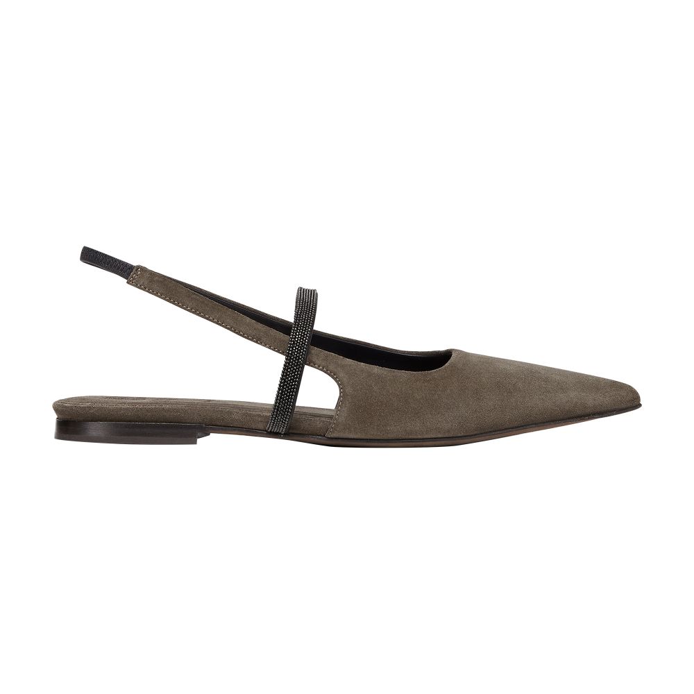 Brunello Cucinelli Open flat suede shoes