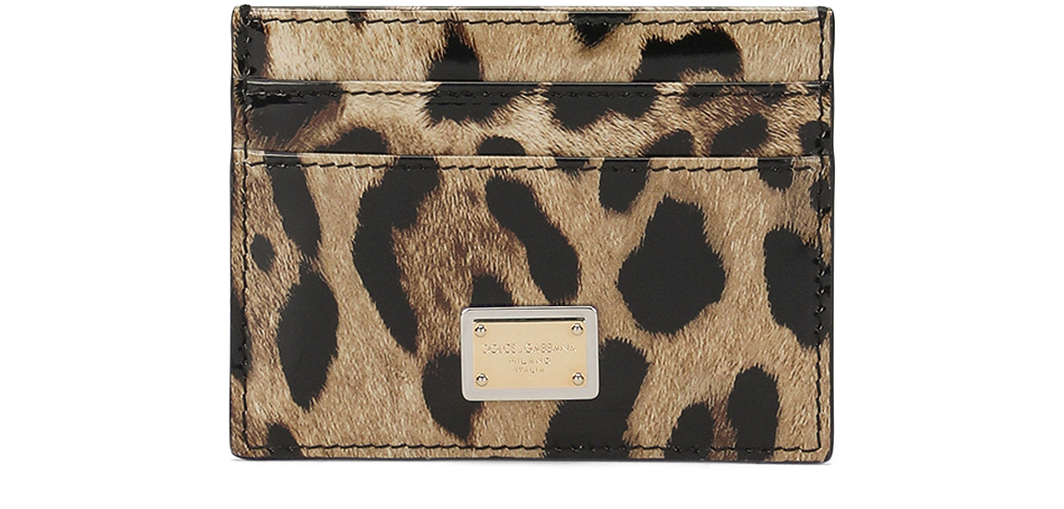 Dolce & Gabbana Polished calfskin card holder with leopard print