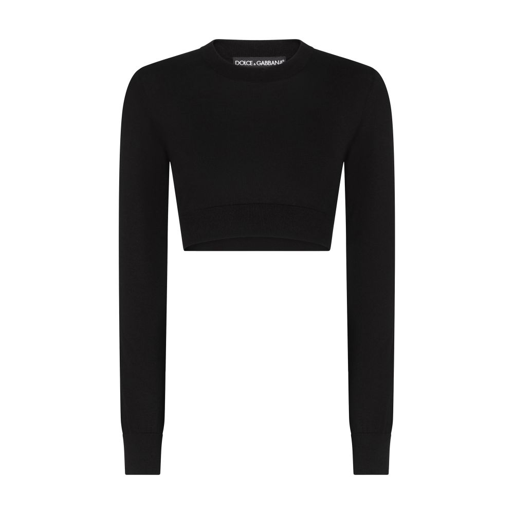 Dolce & Gabbana Cropped round-neck silk pullover