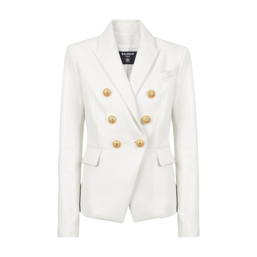 Balmain Double-breasted leather blazer