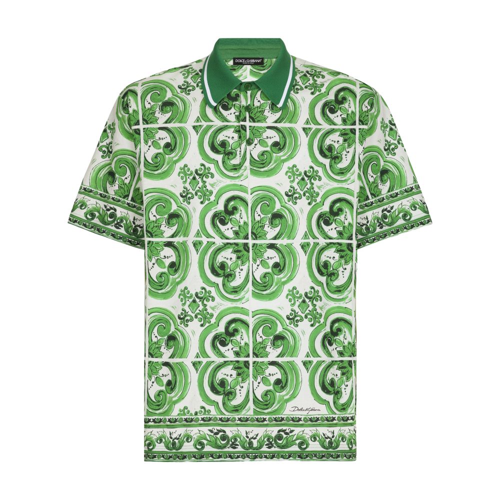 Dolce & Gabbana Majolica print cotton polo-shirt