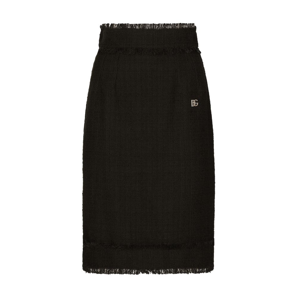 Dolce & Gabbana Tweed midi skirt with DG logo