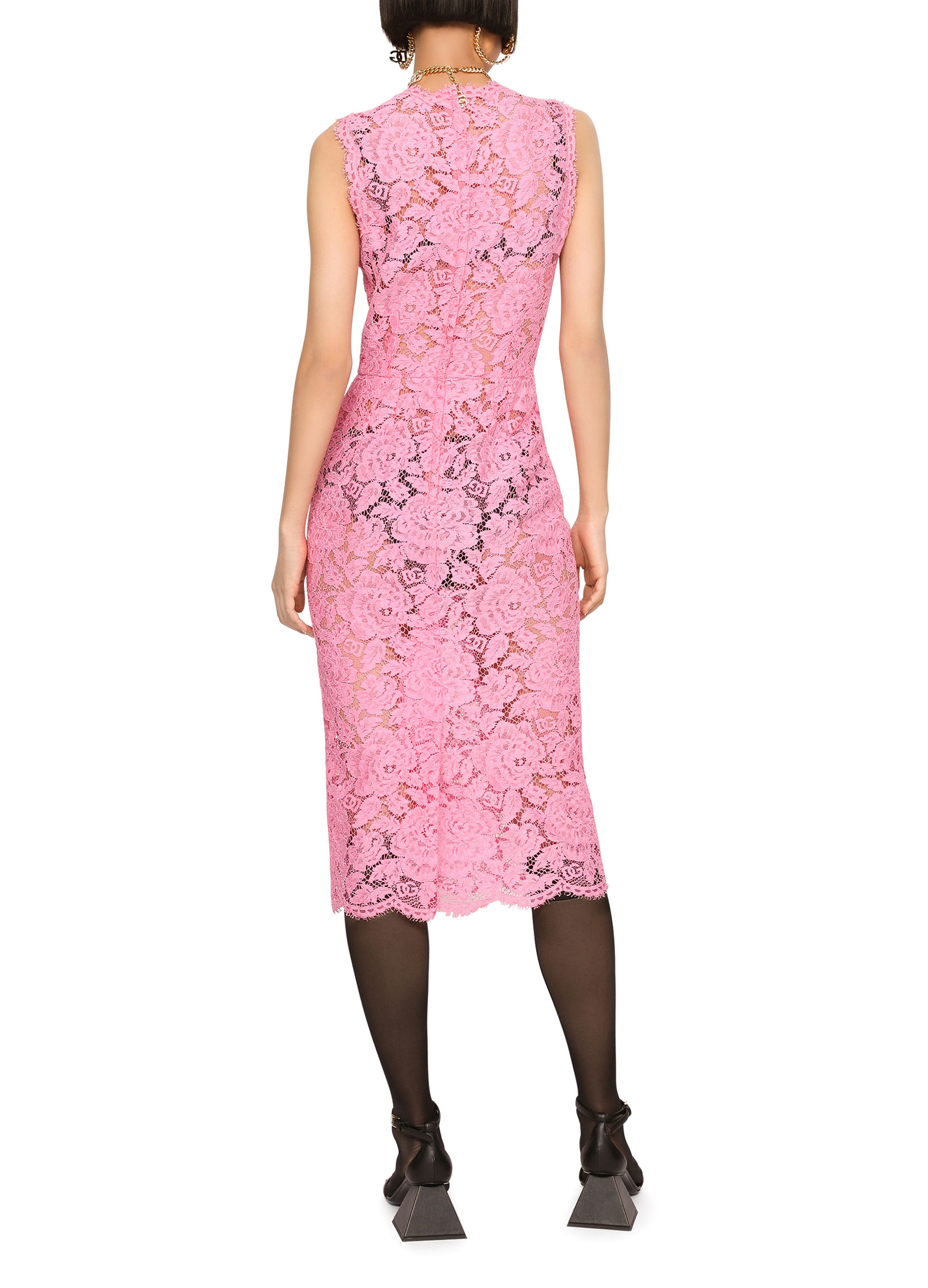 Dolce & Gabbana Branded stretch lace calf-length dress