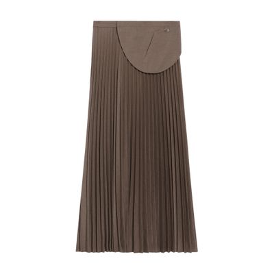  Mocha pleated long skirt