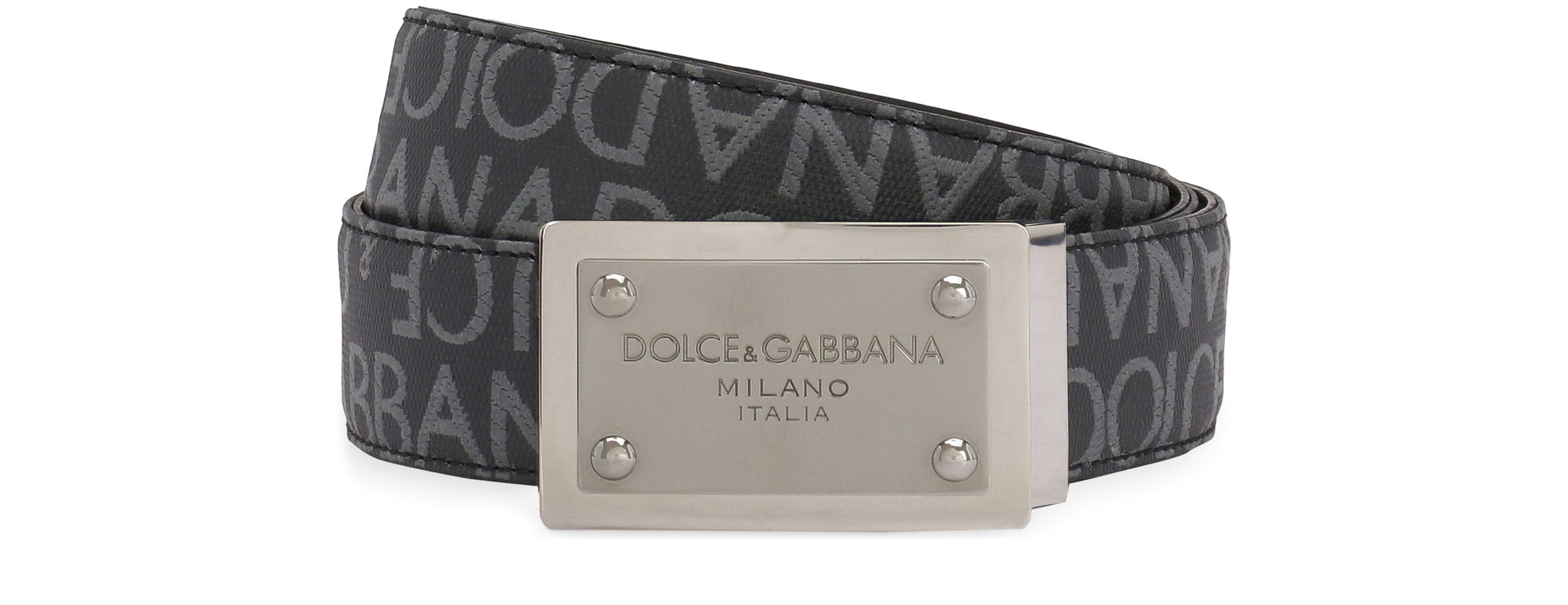 Dolce & Gabbana Coated jacquard belt with logo tag