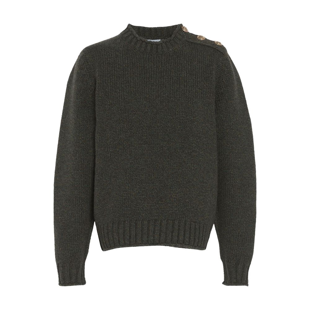 Barrie Jumper in chunky cashmere with gold buttons