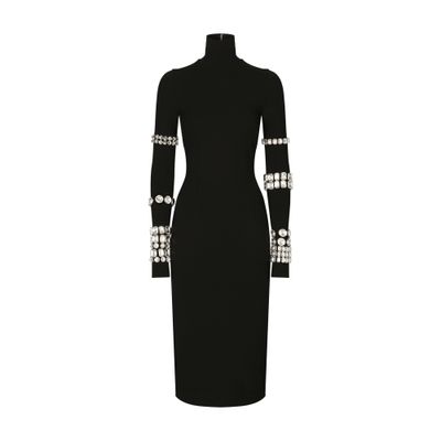 Dolce & Gabbana KIM DOLCE&GABBANA Calf-length dress in jersey Milano rib with rhinestones