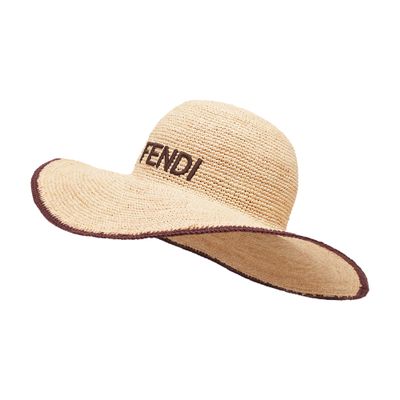 FENDI Wide-brimmed hat made of raffia