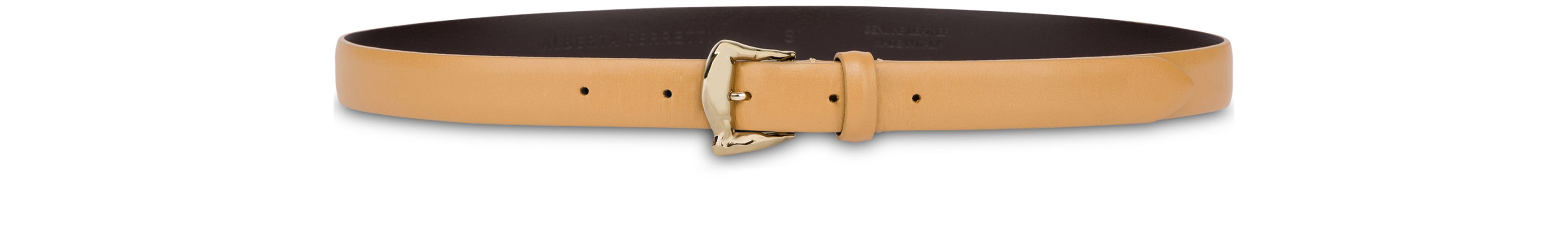 Alberta Ferretti Thin calfskin belt with hammered buckle