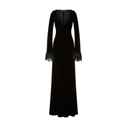 Alberta Ferretti Velvet dress with lace ruffles