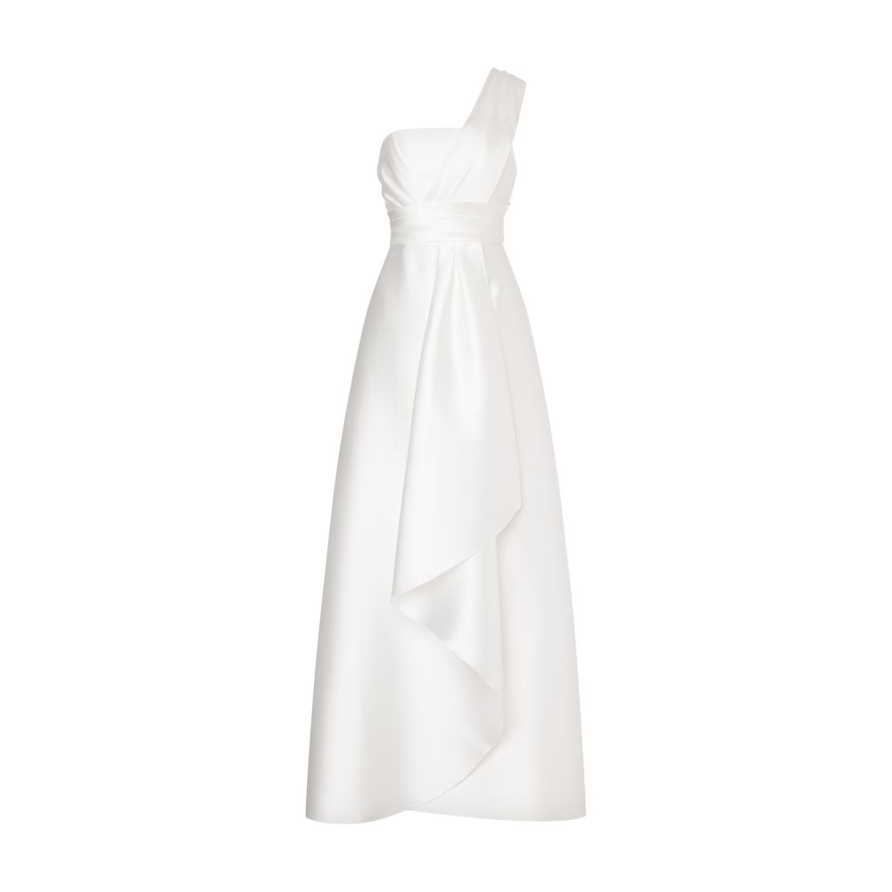 Alberta Ferretti Long one-shoulder dress in mikado