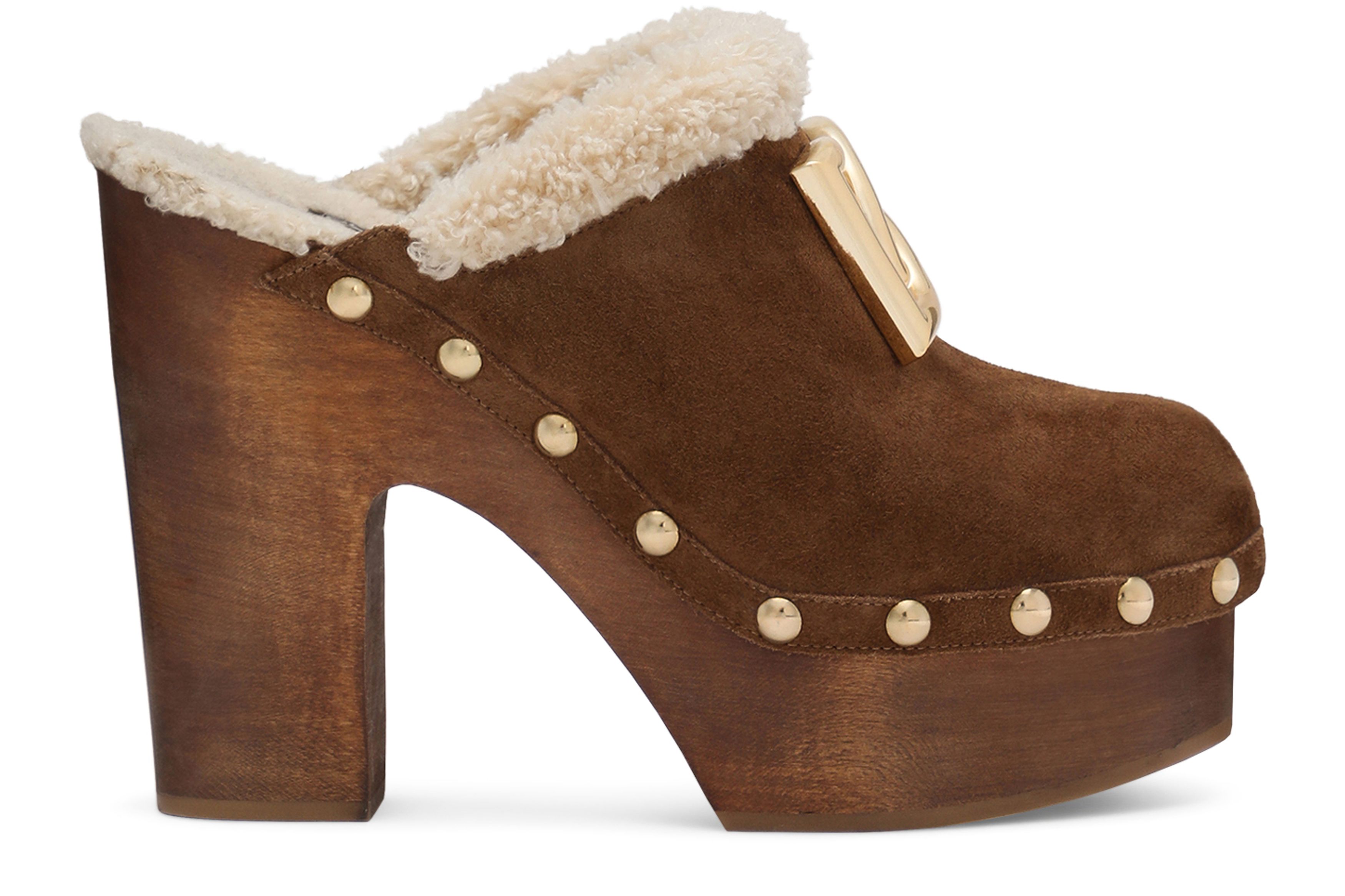 Dolce & Gabbana Suede and faux fur clogs