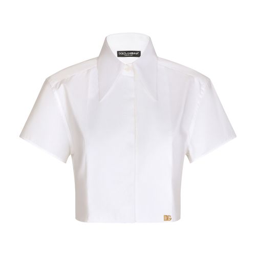 Dolce & Gabbana Cropped poplin tuxedo shirt with DG logo