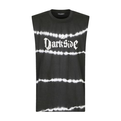 Dolce & Gabbana Sleeveless printed cotton T-shirt with patch