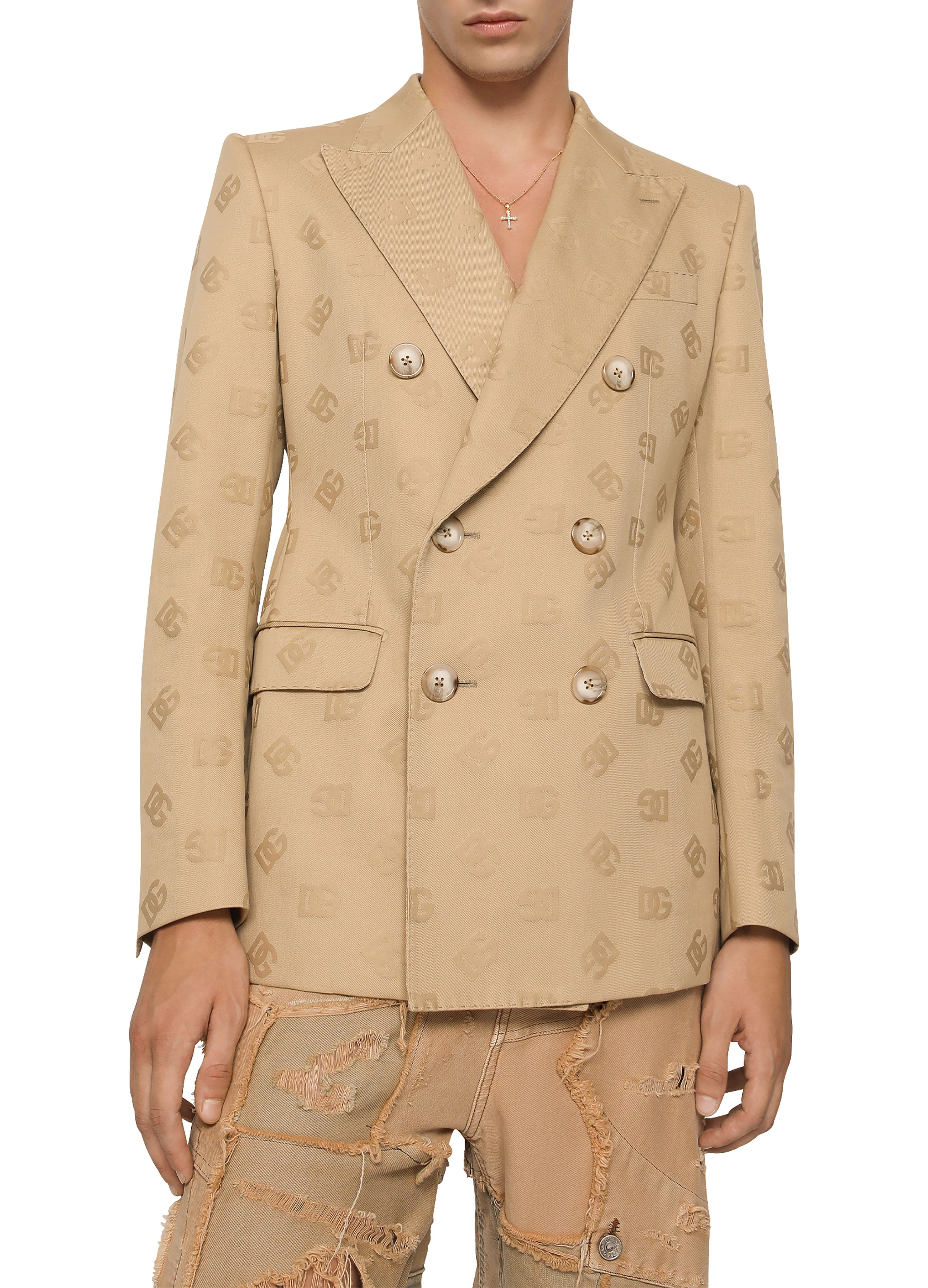 Dolce & Gabbana Tailored double-breasted cotton jacket with jacquard DG details