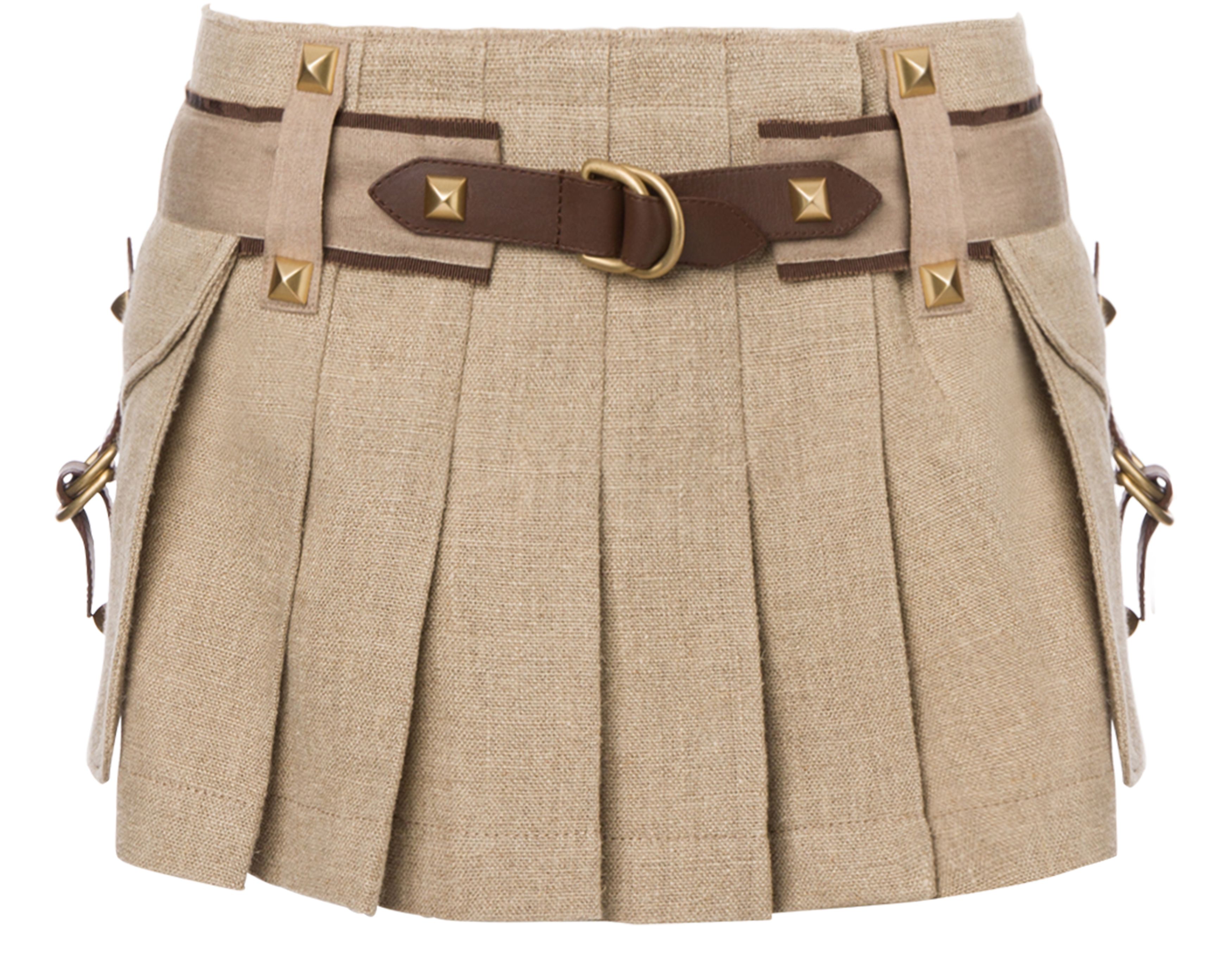 Alberta Ferretti Pleated miniskirt in linen basketweave