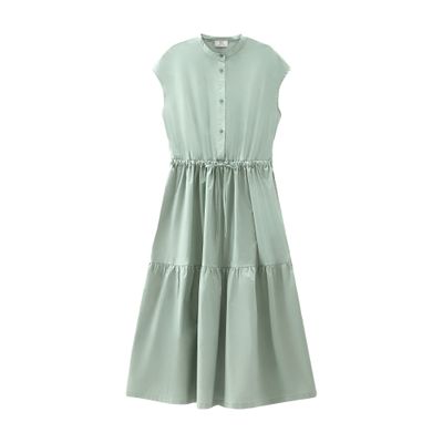 Woolrich Poplin dress in pure cotton with ruffles