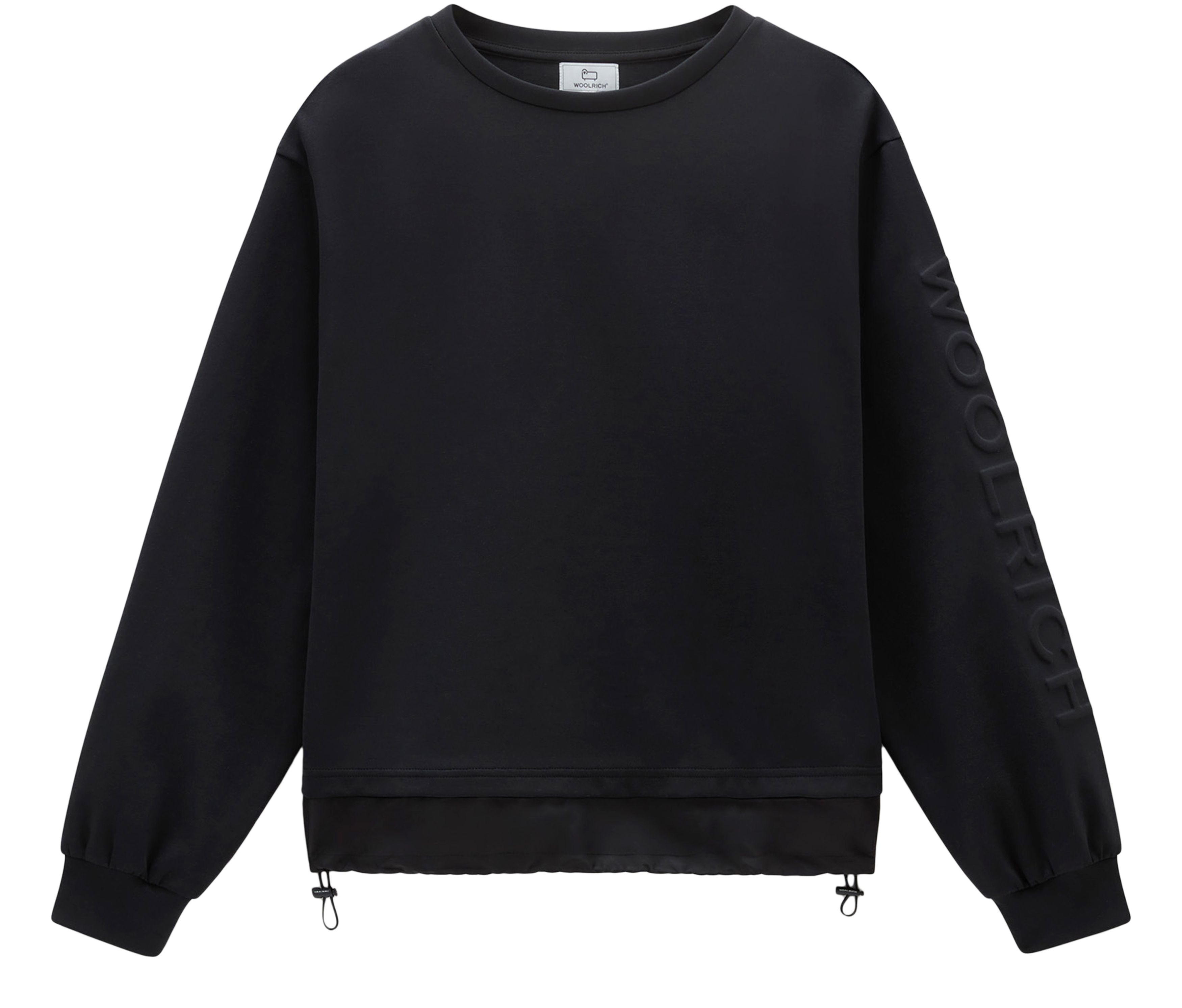 Woolrich Crewneck in Mixed Cotton with Nylon Details