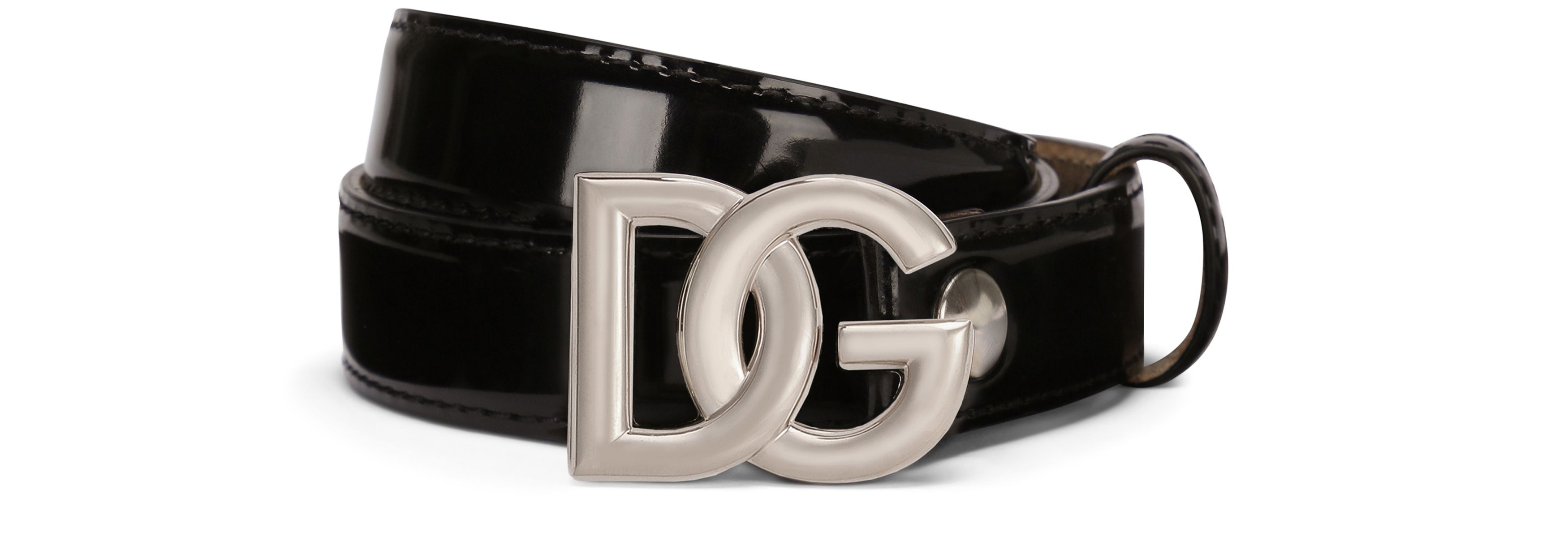 Dolce & Gabbana Shiny calfskin belt with DG logo