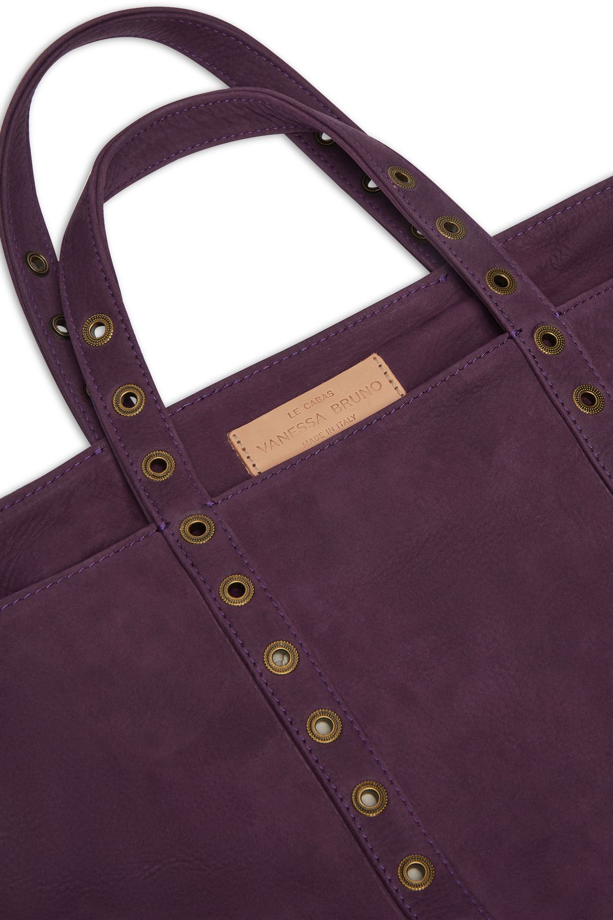  Medium nubuck leather cabas tote bag with eyelets