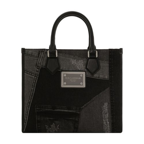 Dolce & Gabbana Small Denim Patchwork Tote Bag